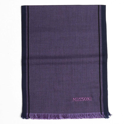 MISSONI Wool Long Stole Scarf Striped Frayed Edges Logo Made in Italy RRP €360 gallery photo number 1