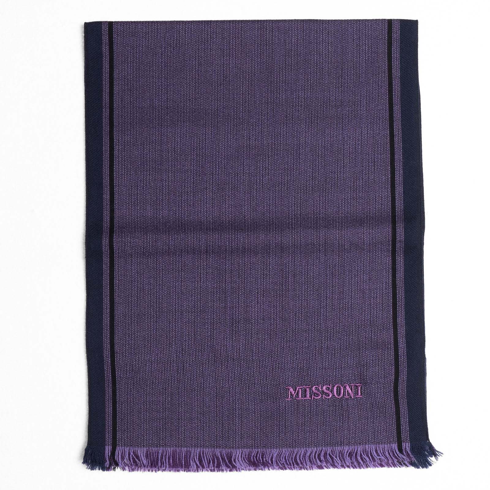 MISSONI Wool Long Stole Scarf Striped Frayed Edges Logo Made in Italy RRP €360 gallery main photo