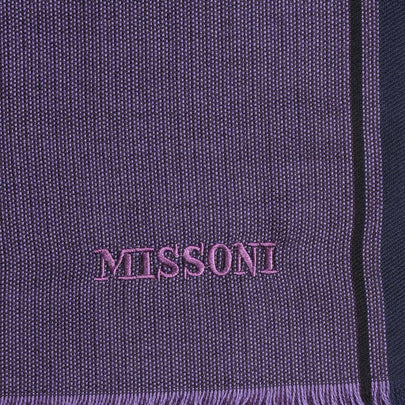 MISSONI Wool Long Stole Scarf Striped Frayed Edges Logo Made in Italy RRP €360