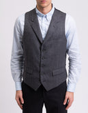 RRP €185 HACKETT Wool Waistcoat Size 40R 50R M Two Tone Houndstooth Satin gallery photo number 5