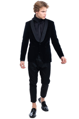 RRP €425 HACKETT Velour Tuxedo Blazer Jacket Size 38R 48R S Satin Shawl Collar