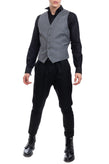 RRP €215 HACKETT Wool Waistcoat Size 38R 48R / S Windowpane Satin Back Y Neck gallery photo number 1