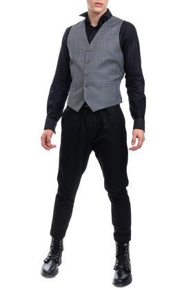 RRP €215 HACKETT Wool Waistcoat Size 38R 48R / S Windowpane Satin Back Y Neck gallery photo number 1