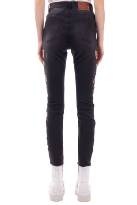 RRP €195 ONE X ONE TEASPOON Jeans Size 24 Embroidered Sides Garment Dye Slim Fit gallery photo number 4