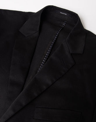 SELECTED Gabardine Blazer Jacket Size 54 / L Black Distressed Notch Lapel Collar gallery photo number 8