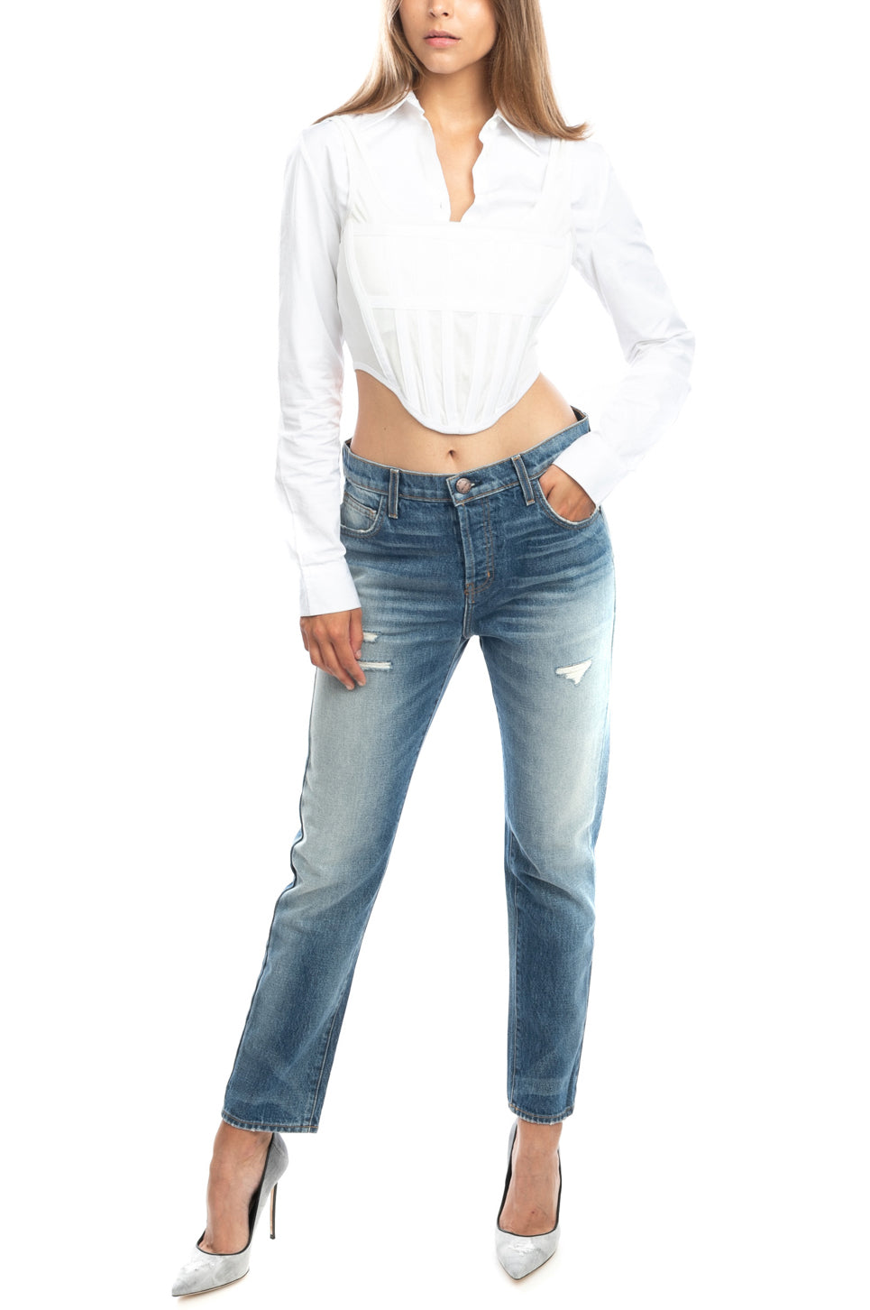 RRP €225 CURRENT/ELLIOTT Jeans W26 Destroyed Slouchy Skinny Fit Made in USA gallery main photo