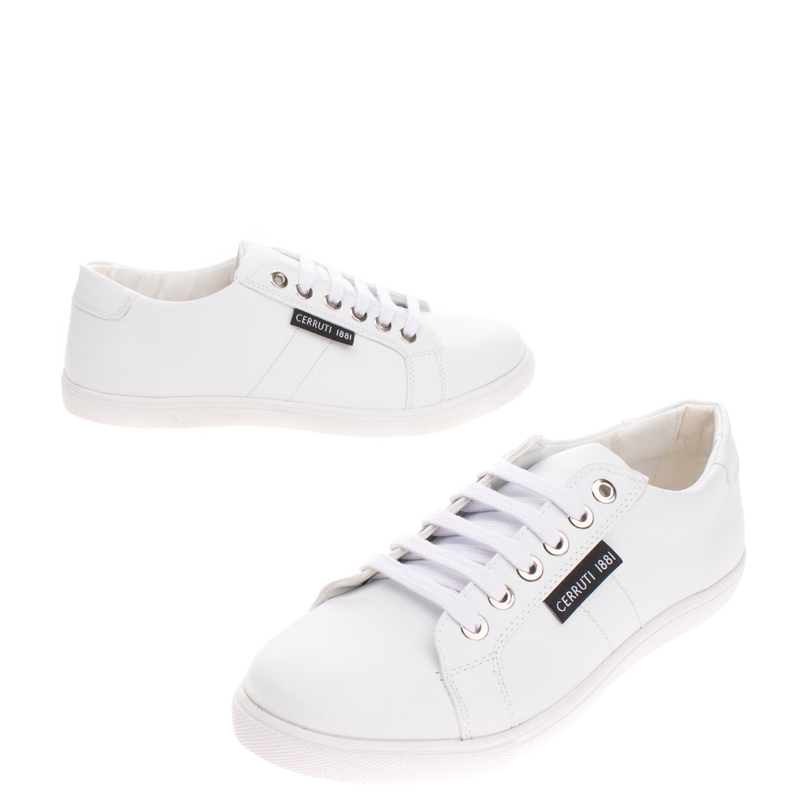 RRP €220 CERRUTI 1881 Leather Sneakers Size 42 UK 8.5 US 9 Low Top Lace Up Logo gallery main photo