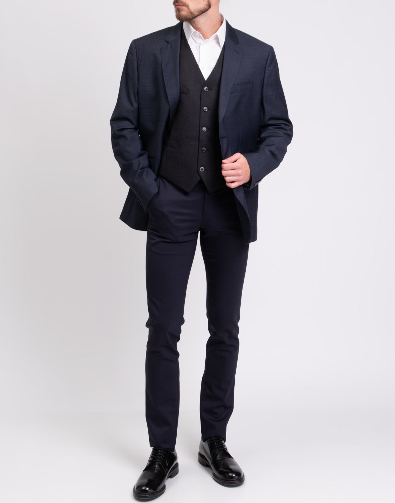 RRP €150 HACKETT Wool Waistcoat Size 40R / 50R / M Fully Lined Satin Cinch Back gallery main photo
