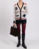 8 Cardigan Size M Wool Blend Melange Effect Y-Neck gallery photo number 2
