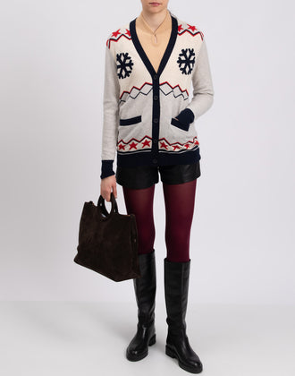 8 Cardigan Size M Wool Blend Melange Effect Y-Neck gallery photo number 2