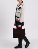 8 Cardigan Size M Wool Blend Melange Effect Y-Neck gallery photo number 3