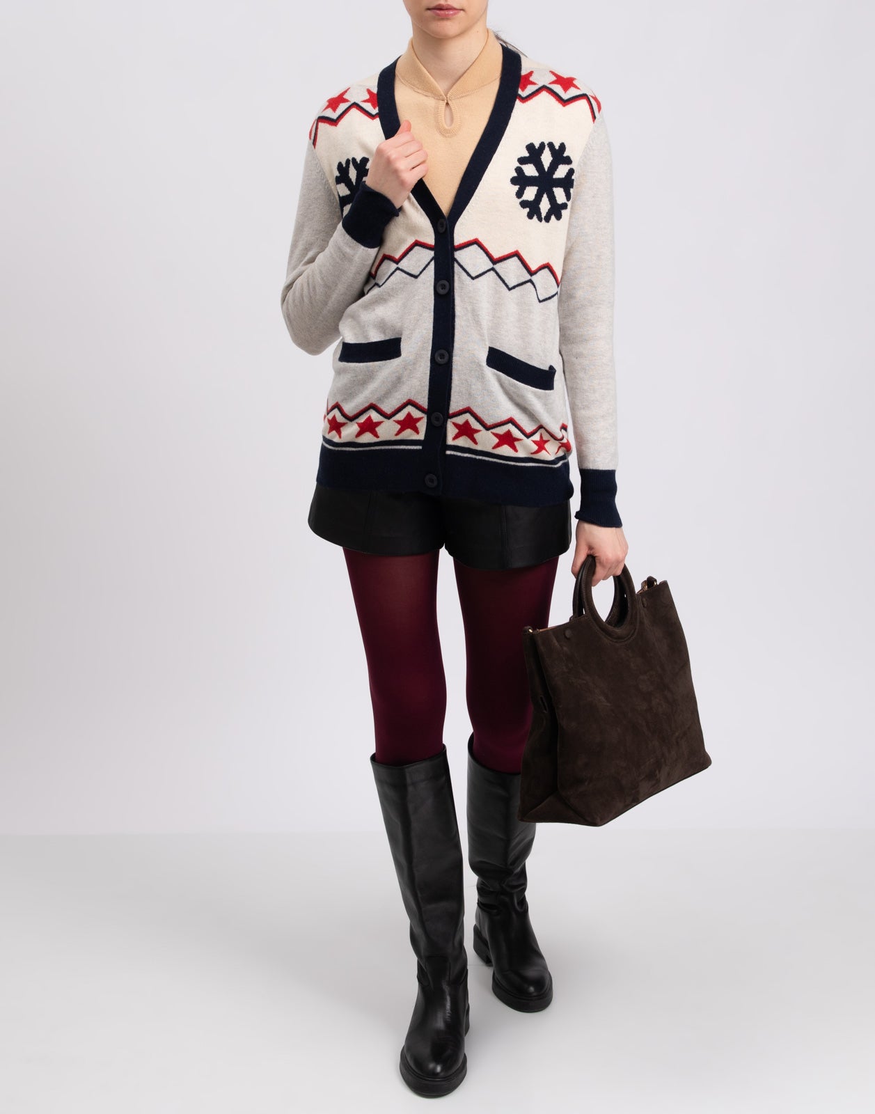8 Cardigan Size M Wool Blend Melange Effect Y-Neck gallery main photo