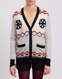 8 Cardigan Size M Wool Blend Melange Effect Y-Neck gallery photo number 4