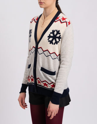 8 Cardigan Size M Wool Blend Melange Effect Y-Neck gallery photo number 5