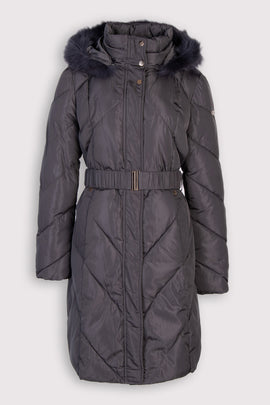 RRP €305 TRUSSARDI COLLECTION Quilted Coat Size L Belted Detachable Hood