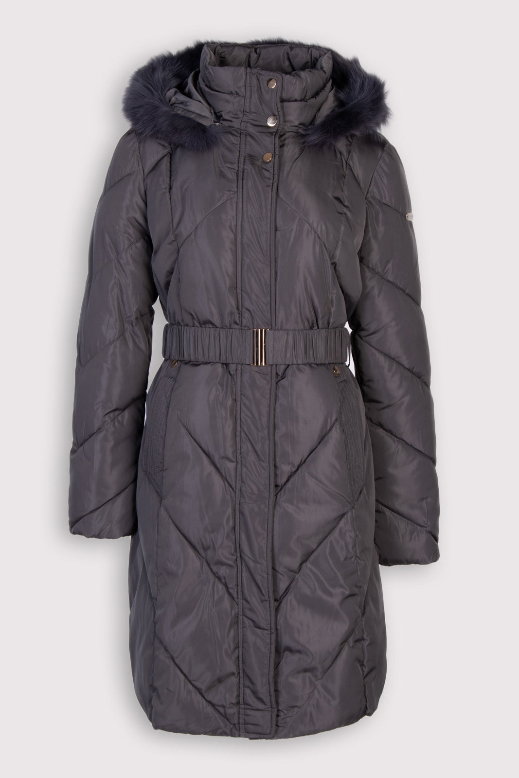 RRP €305 TRUSSARDI COLLECTION Quilted Coat Size L Belted Detachable Hood gallery main photo