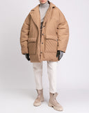 RRP€710 GANNI Oversized Coat Size L/XL Beige Linen Blend Quilted Padded gallery photo number 2