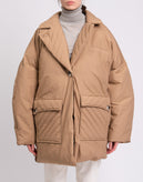 RRP€710 GANNI Oversized Coat Size L/XL Beige Linen Blend Padded Quilted gallery photo number 5