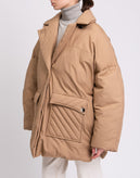 RRP€710 GANNI Oversized Coat Size L/XL Beige Linen Blend Quilted Padded gallery photo number 6