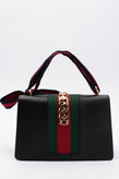 RRP€2440 GUCCI SYLVIE Leather Satchel Bag Web Stripe & Chain Trim Bow Top Handle gallery photo number 7