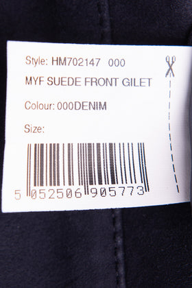 RRP €375 HACKETT Cashmere & Merino Wool Gilet Size L Blue Melange Contrast Suede gallery photo number 12