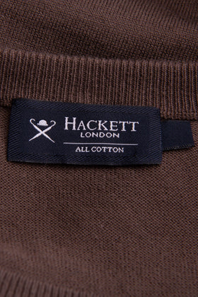 RRP €120 HACKETT Jumper Size XL Brown Faded Worn Look Thin Knit V-Neck gallery photo number 8
