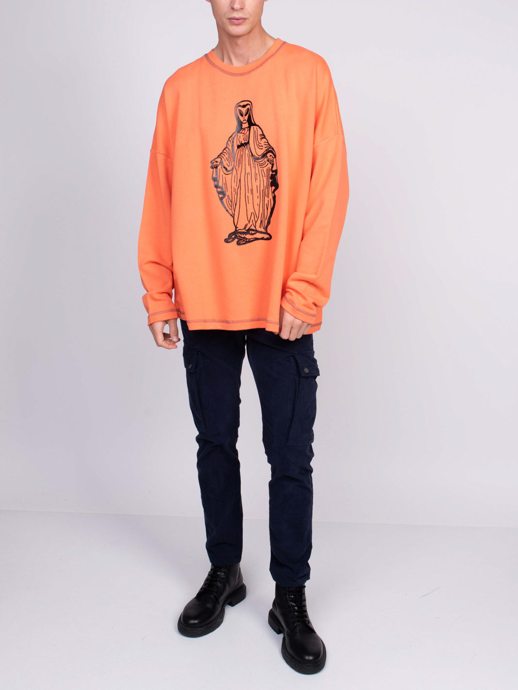 RRP €245 TOM REBL Sweatshirt Size XL Coated Front Round Neck Made in Italy gallery main photo