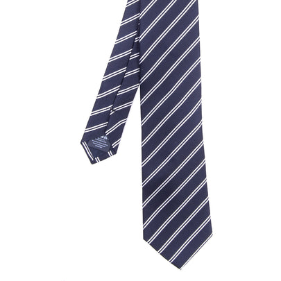 HACKETT Silk Necktie One Size - Mini Track Two Tone Stripe Patterned Fully Lined