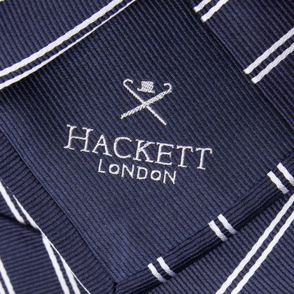HACKETT Silk Necktie One Size - Mini Track Two Tone Stripe Patterned Fully Lined gallery photo number 4