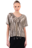 JOLIE By EDWARD SPIERS Top Blouse Size S Metallic Effect Geometric Made in Italy gallery photo number 1