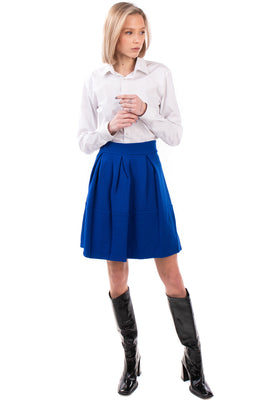 8 Knitted Flare Skirt Size 42 M Unlined Textured Pleated Made in Italy RRP €130