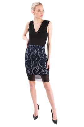 RRP €350 JUST CAVALLI Pencil Skirt Size IT 40 / S Bonded Guipure Tulle Hem