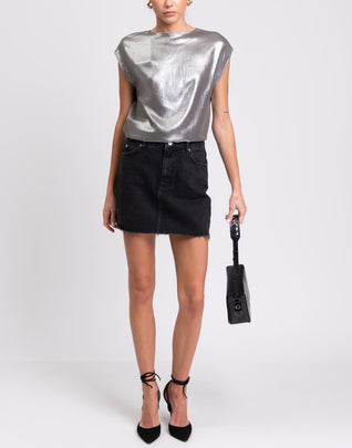 TOPSHOP Denim Mini Skirt Size UK 8 Frayed Hem