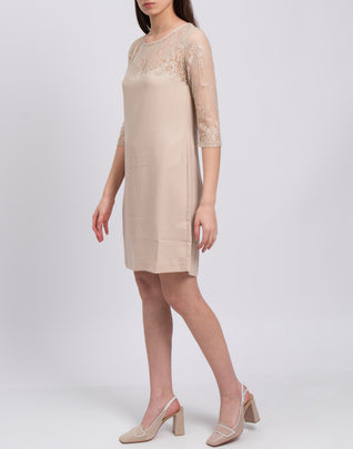 TWIN SET SIMONA BARBIERI Cady Shift Dress Size S Floral Lace 3/4 Sleeve
