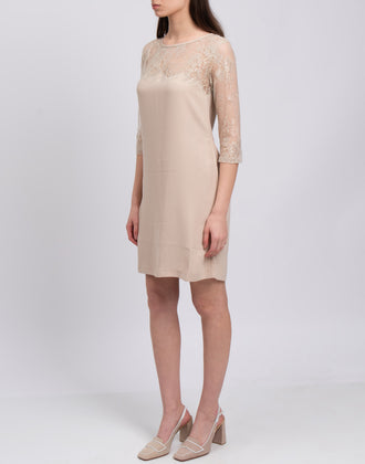TWIN SET SIMONA BARBIERI Cady Shift Dress Size S Floral Lace 3/4 Sleeve gallery photo number 5
