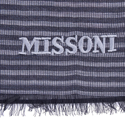 RRP €360 MISSONI Wool & Silk Long Stole Scarf Striped Embroidered Made in Italy gallery photo number 4
