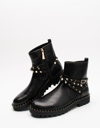 RRP €190 TWINSET Biker Boots EU 36 UK 4 US 5.5 Crumpled Effect Studded Lug Sole gallery photo number 1