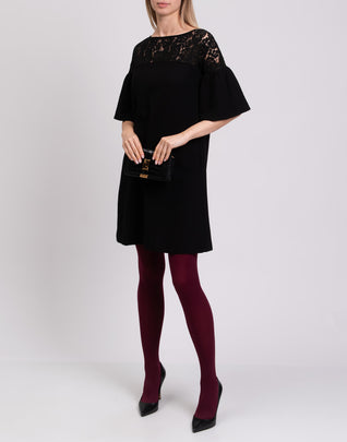 RRP €595 GOAT Wool Sheath Dress Size UK 8 / S Lace Insert Bell Sleeve Boat Neck