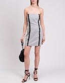 PETER A & CHRONICLES Bandeau Dress Size 46 Striped Ruffle Trim Made in Italy gallery photo number 1