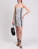 PETER A & CHRONICLES Bandeau Dress Size 46 Striped Ruffle Trim Made in Italy gallery photo number 2
