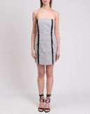 PETER A & CHRONICLES Bandeau Dress Size 46 Striped Ruffle Trim Made in Italy gallery photo number 3