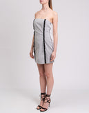 PETER A & CHRONICLES Bandeau Dress Size 46 Striped Ruffle Trim Made in Italy gallery photo number 4