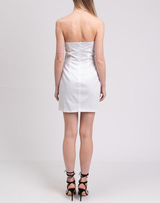PETER A & CHRONICLES Bandeau Dress Size 46 Striped Ruffle Trim Made in Italy gallery photo number 5
