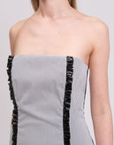PETER A & CHRONICLES Bandeau Dress Size 46 Striped Ruffle Trim Made in Italy gallery photo number 7
