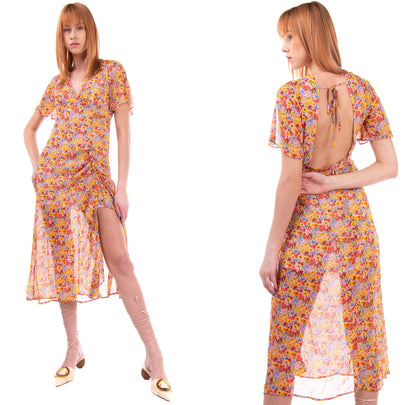 TOPSHOP Midi Tea Dress Size UK 12 / M Floral Gathered