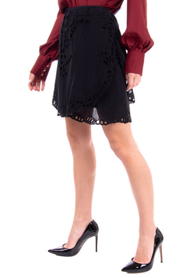 RRP €160 IRO Carina Straight Skirt Size FR 38 Overlay Broderie Anglaise Part
