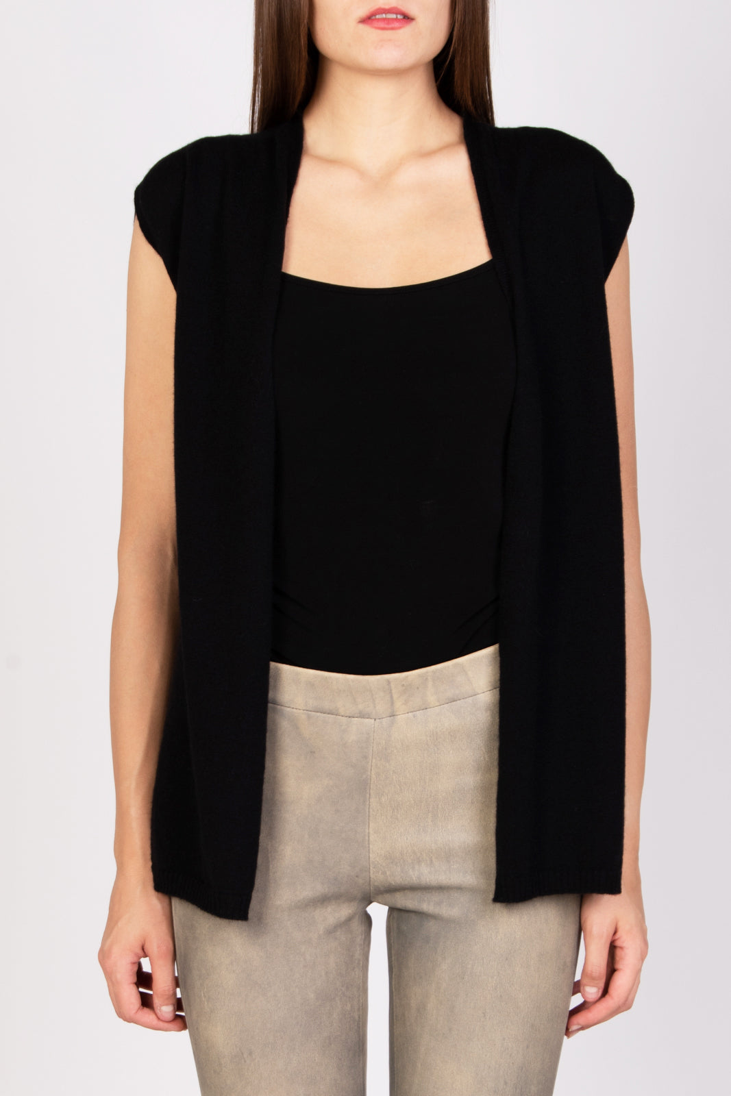 8 Cashmere & Merino Wool Cardigan Size S Thin Knit Cap Sleeve Made in Italy gallery main photo