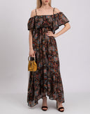 RRP €680 ANJUNA Maxi Flounce Dress Size M Paisley Cold Shoulders Made in Italy gallery photo number 1