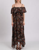 RRP €680 ANJUNA Maxi Flounce Dress Size M Paisley Cold Shoulders Made in Italy gallery photo number 3