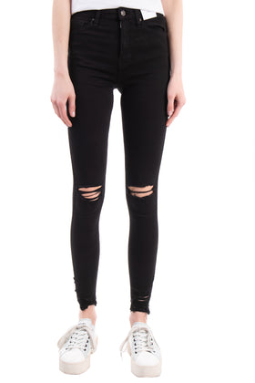 TOPSHOP JAMIE Jeans W26 L32 Stretch Black Ripped gallery photo number 1